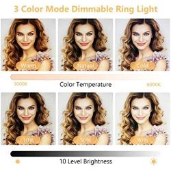 10” LED Selfie Ring Light with Stand and Phone Holder, Torjim Dimmable Circle Light for Photography, Makeup, Vlogging, Live Streaming, Camera Video Recording, Compatible with iPhone Android