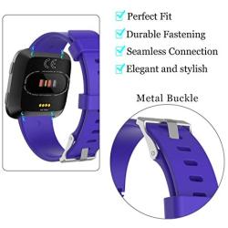 KingAcc Compatible Replacement Bands for Fitbit Versa, Soft Silicone Fitbit Versa Band, Metal Buckle Sport Wristband Strap Women Men Large Small White, Black, Peach, Gray