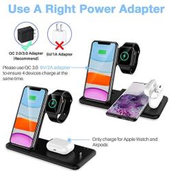 KKM Wireless Charger, 4 in 1 Wireless Charging Station,15W Qi-Certified Wireless Charger Stand for iPhone SE 2020, Apple Watch, iWatch, AirPods, Samsung Galaxy Note 20/Note 20 Ultra, LG, Google Pixel