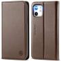 SHIELDON iPhone 11 Case, Genuine Leather iPhone 11 Wallet Flip Magnetic Cover RFID Blocking Card Slots Holder Kickstand TPU Shockproof Case Compatible with iPhone 11 (6.1 Inch, 2019) - Coffee Brown