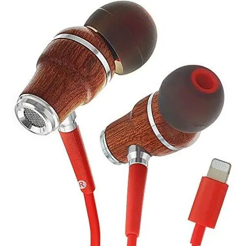 Symphonized NRG MFI Earbuds, Certified Lightning Earbuds Compatible with Apple iPhone/iPad/iPod, Premium Genuine Sapele Wood in-Ear Noise Isolating Earphones, Stereo Wired Headphones (Red) Symphonized NRG MFI Earbuds, Certified Lightning Earbuds Compatible with Apple iPhone/iPad/iPod, Premium Genuine Sapele Wood in-Ear Noise Isolating Earphones, Stereo Wired Headphones (Red)