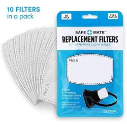 Safe+Mate x Case-Mate - Adult Size - (10 Pack) of 5 Layer Replacement Filter Inserts for Adult Cloth Masks (S/M) (L/XL)