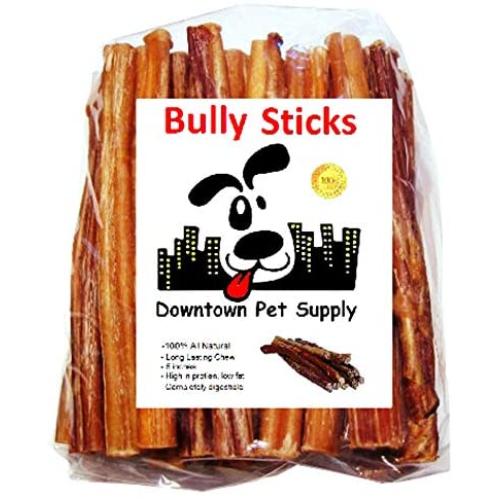 Downtown Pet Supply 6 inch Bully Sticks, Standard Regular Thick Select Dog Dental Chew Treats