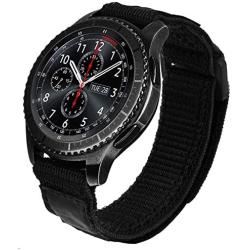 V-MORO Nylon Strap Compatible with Galaxy Watch 46mm Bands/Gear S3 Frontier Band Black Men 22mm Soft Breathable Woven Loop Replacement for Samsung Galaxy Watch 46mm/Gear S3 Smartwatch