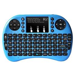 Rii i8+ Mini Wireless 2.4G Back Light Touchpad Keyboard with Mouse for PC/Mac/Android, Blue (MWK08+)