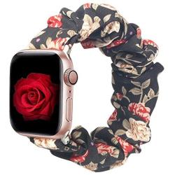 MITERV Compatible with Apple Watch Band 38mm 40mm 42mm 44mm Soft Floral Fabric Elastic Scrunchies iWatch Bands for Apple Watch Series 5,4,3,2,1