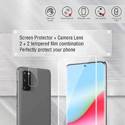 Galaxy S20 Screen Protector + Camera Lens Protectors, RUAN [2 + 2 Pack] Full Coverage Screen Protector,HD Clarity,Anti Scratch,Touch Screen Accuracy Film for Samsung Galaxy S20(6.2 Inch)