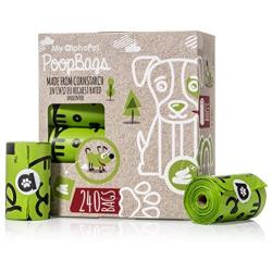 My AlphaPet Dog Poop Bags Refill Rolls - Large Size 9 x 13 Inches - Earth Friendly Highest ASTM D6400 Rated - Leak Proof Doggie Waste Bags