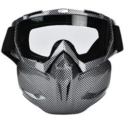 Keenso Motorcycle Goggles Mask, Unisex Outdoor Helmet Goggles Detachable Face Mask UV Protection Anti-Fog Windproof Adjustable Goggles for Motocross Riding Cycling Racing