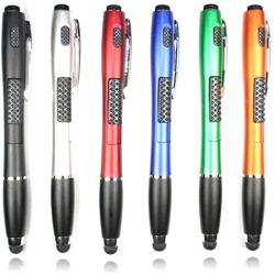 Stylus Pen [6 Pcs], 3-in-1 Multi-Function Touch Screen Pen (Stylus + Ballpoint Pen + LED Flashlight) for Smartphones Tablets iPad iPhone Samsung etc