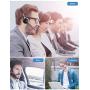 Mpow M5 Pro Bluetooth Headset with Microphone, Wireless Headphones for Cell Phone, Noise Canceling Headset with Charging Base for PC, Laptop, Truck Driver, Office, Call Center, Skype