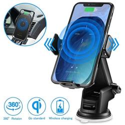 【2020 Version】 Wireless car Charger Mount 10W Qi Fast Charging Auto Clamping Car Mount Phone Holder Compatible iPhone 11 Pro Max/11 Pro/11/XS MAX/XS/XR/X/8P/8 Samsung S10+/ S10/S9+/S9/S8+/S8 (Black)