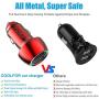 USB Car Charger,Coolfor 36W Dual Fast Car Charger Adapter Compatible with iPhone 11/Xs/Xs max/Xr/X/8/7/6/5,iPad Pro/Air/Mini/,Samsung Galaxy S10/S9/S9+/S8/S7,Note 9/Note8,LG,Pixel and More,Red