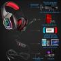 Xbox One Gaming Headset for PS4,PC,LED Light On Ear Headphone with Mic for Mac,Laptop,Nintendo Switch Games Wired Headset (Red)