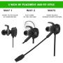 Wired Gaming Earphone with Adjustable Mic for PS4,Laptop Computer, Cellphone, DLAND E-Sport Earburds with Portable Earphone Bags, Snug Soft Design, Inline Controls for Hands-Free Calling. (Black)
