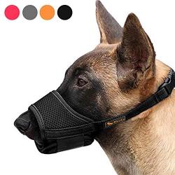 Heele Dog Muzzle Nylon Soft Muzzle Anti-Biting Barking Secure，Mesh Breathable Pets Mouth Cover for Small Medium Large Dogs 4 Colors 4 Sizes