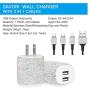 SAVORI Dual USB Wall Charger, Bling Rhinestones Wall Charger Plug Power Adapter with USB 3-in-1 Multi Charging Cable Compatible with iPhone iPad Android Type C Phones (White)