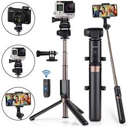 Selfie Stick Tripod Bluetooth Upgraded, Phone & Camera Tripod Selfie Stick with Wireless Remote Shutter for Gopro,Action Cameras, iPhone Xs MAX/XR/XS/X/Galaxy S9 Plus and More