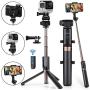 Selfie Stick Tripod Bluetooth Upgraded, Phone & Camera Tripod Selfie Stick with Wireless Remote Shutter for Gopro,Action Cameras, iPhone Xs MAX/XR/XS/X/Galaxy S9 Plus and More