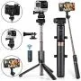 Selfie Stick Tripod Bluetooth Upgraded, Phone & Camera Tripod Selfie Stick with Wireless Remote Shutter for Gopro,Action Cameras, iPhone Xs MAX/XR/XS/X/Galaxy S9 Plus and More