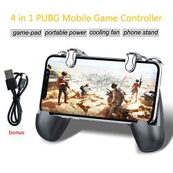 OMKUY Mobile PUBG Game Controller Trigger Gamepad L1R1 Joystick Handle Grip Cell Phone for 4.5~7" Android iOS Smartphone
