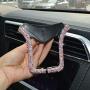 Universal Car Phone Holder Bling Rhinestone Crystal Phone Bracket for Car Air Vent Mount Clip, Stylish Sparkling Shiny Cell Phone Holder for iPhone/Samsung Car Holder (AB Pink)