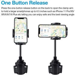 bokilino Car Cup Holder Phone Mount, Universal Adjustable Gooseneck Cup Holder Cradle Car Mount for Cell Phone iPhone 11 Pro/11 Pro Max/11/X/Xs/Xs Max/8/8Plus,Samsung,Huawei,LG, Sony, Nokia (Black)
