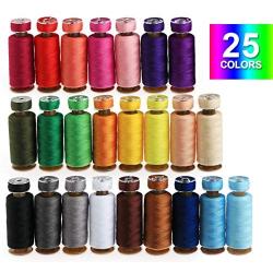 ilauke 50Pcs Bobbins Sewing Threads Kit, 400 Yards per Polyester Thread Spools, Prewound Bobbin with Case for Brother Singer Janome Machine, 25 Colors