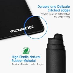 VicTsing [30% Larger Extended Gaming Mouse Pad with Stitched Edges, Long XXL Mousepad (31.5x15.7In), Desk Pad Keyboard Mat, Non-Slip Base, Water-Resistant, for Work & Gaming, Office & Home, Black