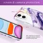 RXKEJI iPhone 11 Case Marble Bling Sparkle Glitter with Cell Phone Ring Holder Stand Finger Kickstand Phone Grip Heavy Drop Protection Shock Absorption Cover Case for iPhone 11 6.1 inch Purple