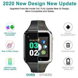 Smart Watch Compatible iOS iPhone Android Samsung，WJPILIS Bluetooth Smart Watch Touchscreen Fitness Activity Tracker with Camera Sleep Monitor Step Counter SIM SD Card Slot for Men Women (White)