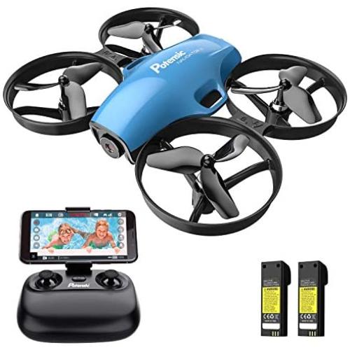 Drone with Camera for Kids, Potensic A30W RC Mini Quadcopter with 720P HD Camera, One Button Take Off/Landing, Route Setting, Gravity Induction and Emergency Stop-Dual Battery