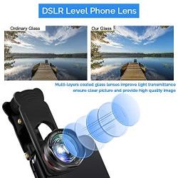 Phone Camera Lens Kit, 5 in 1 Cell Phone Lens - 12X Zoom Telephoto Lens + 0.36X Wide Angle Lens + 180°Fisheye Lens + 15X Macro Lens(2pcs) Compatible with iPhone XS XR X/8/7/6s Plus Android Smartphones