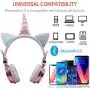 Kids Headphones, Wireless headphones for kids Unicorn headphones for girls Bluetooth headphones with Adjustable Headband, Over On Ear Headset w/Mic for Smartphones/School/Kindle/Tablet/PC Online Study