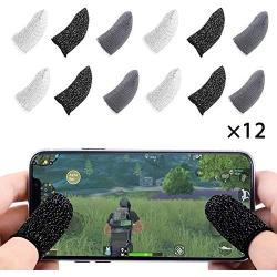 Finyosee Mobile PUBG Game Controller Finger Sleeve, Full Touch Screen Sensitive Anti-Sweat Breathable Shoot Aim Joysticks Finger Set for Android & iOS(Pack of 12)