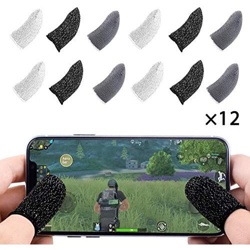 Finyosee Mobile PUBG Game Controller Finger Sleeve, Full Touch Screen Sensitive Anti-Sweat Breathable Shoot Aim Joysticks Finger Set for Android & iOS(Pack of 12)