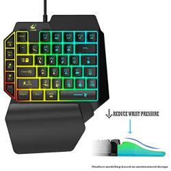 Ergonomic Mobile Phone LED Backlight One-Handed Wired Mouse Gaming Keyboard Set