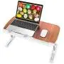 Laptop Table for Bed, TaoTronics Foldable Lap Desks, Bed Desk Height Adjustable, Portable Bed Tray Table for Couch and Sofa, Laptop Stand for Lap and Writing - Brown Laptop Table for Bed, TaoTronics Foldable Lap Desks, Bed Desk Height Adjustable, Portable Bed Tray Table for Couch and Sofa, Laptop Stand for Lap and Writing - Brown
