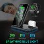 WAITIEE Wireless Charger, 3 in 1 Qi-Certified 15W Fast Charging Station for Apple iWatch Series 5/4/3/2/1,AirPods, Compatible with iPhone 11 Series/XS MAX/XR/XS/X/8/8 Plus/Samsung (Black)