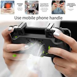 Mobile Game Controller [Upgrade Version] and Gamepad for PUBG 4-in-1 with Gamepad Shoot and Aim Trigger Phone Cooling Pad Power Bank for 4.5-6.5inch Android & iOS Fortnite/Knives Out