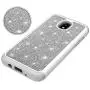 Galaxy J7 Refine/J7 2018/J7 Star/J7 Top/J7 Aura/J7 Aero/Crown/Eon Glitter Case,Luxury Glitter Sparkle Bling Case,Hybrid PC Silicone Faux Leather Cover,Dual Layer Armor Protective Phone Case Gray