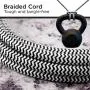 Cordinate Designer USB Charging Station Extension Cord, Power Strip Surge Protector, 2 Outlets, 2 USB Ports, Extra Long 10 ft Cable with Flat Plug, Braided Cord, 2.4A Fast Charge, Black/White, 41885 Cordinate Designer USB Charging Station Extension Cord, Power Strip Surge Protector, 2 Outlets, 2 USB Ports, Extra Long 10 ft Cable with Flat Plug, Braided Cord, 2.4A Fast Charge, Black/White, 41885