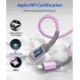 USB C to Lightning Cable 6ft, JSAUX [Apple MFi Certified] Support Power Delivery Fast Charging iPhone USB-C Charger Compatible with iPhone 11/11 Pro/11 Pro Max/X/XS/XR/XS Max/8/8 Plus(Purple)