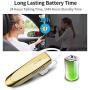 New bee Bluetooth Earpiece V5.0 Wireless Handsfree Headset 24 Hrs Driving Headset 60 Days Standby Time with Noise Cancelling Mic Headsetcase for iPhone Android Samsung Laptop Truck Driver White (Gold)