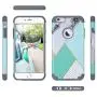ULAK iPhone 6S Case,iPhone 6 Case, Slim Fit Dual Layer Soft Silicone & Hard Back Cover Bumper Protective Shock-Absorption & Skid-Proof Anti-Scratch Hybrid Case, Artistic/Mint Green Marble