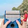 17 Keys Kalimba Thumb Piano, Mini Blue and Black Diy Kalimba 17 Key Thumb Kalimba Musical Instruments Solid Mahogany Wood Body Finger Piano Kalimba with Tune Hammer for Adults Kids Beginners(Blue)