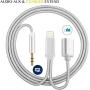 Aux and Charger Cable Compatible with iPhone to Headphone, 2 in 1 Aux Cable for Car with Charger Support iPhone6/7/8/X/Xs/Xr/iPad/iPod to Car Stereo or Headphone Audio Jack（Silver）