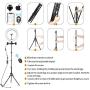 14.3" LED Selfie Ring Light with Tripod Stand&Phone Holder&Makeup Mirror for Live Streaming&YouTube Video, Dimmable Makeup Ring Light for Photography, Shooting with 10 Brightness Level & 3 Light Modes