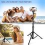 62” Selfie Stick Tripod, Integrated, Torjim Portable Phone Tripod with Phone Holder, Bluetooth Remote for iOS & Android, Tripod Stand Perfect for Camera & GoPro with 360°Tripod Head and GoPro Adapter