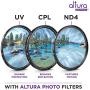 49MM Altura Photo Professional Photography Filter Kit (UV, CPL Polarizer, Neutral Density ND4) for Camera Lens with 49MM Filter Thread + Filter Pouch